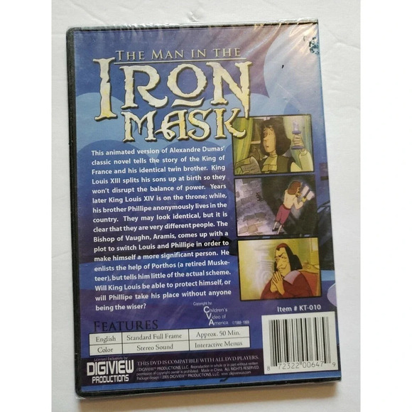The Man in the Iron Mask DVD New Sealed Animated Classics Collection - Picture 2 of 2